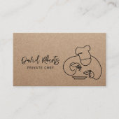 Privé-kok Minimalistische Lijntekening Rustiek Kra Visitekaartje (Voorkant)