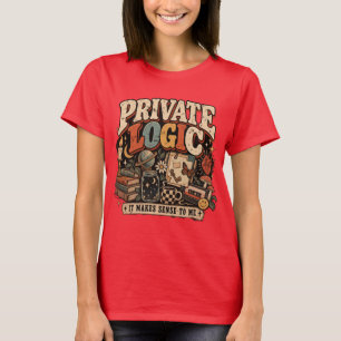 Privé Logica Retro Vintage Grappig Ontwerp T-shirt