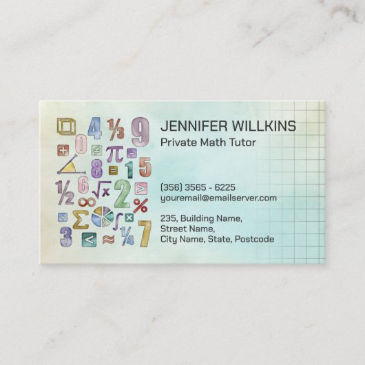 Privé Wiskunde Tutor - Wiskundedocent Visitekaartje (Voorkant)