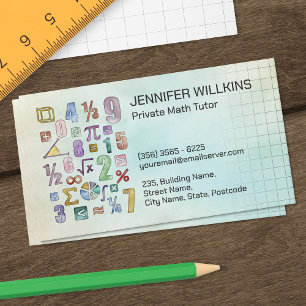 Privé Wiskunde Tutor - Wiskundedocent Visitekaartje