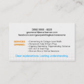 Privé Wiskunde Tutor - Wiskundedocent Visitekaartje (Achterkant)