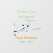 Privéjet cartoon illustratie raamsticker (Vel)