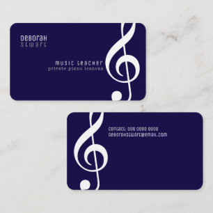 Privélessen muziekleraar donkerblauw visitekaartje