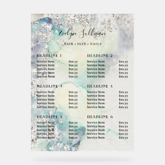 Prix de la Parties scintillant d'argent turquoise (Recto)