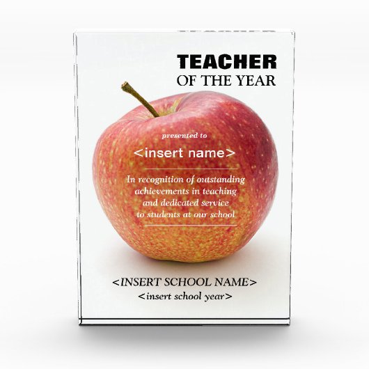 Prix de l'enseignant de l'année Bloc photo (Devant)