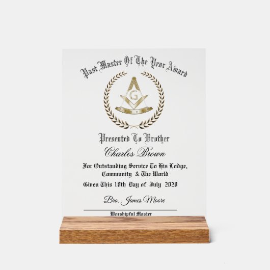 Prix du Maître de l'année (Recto)