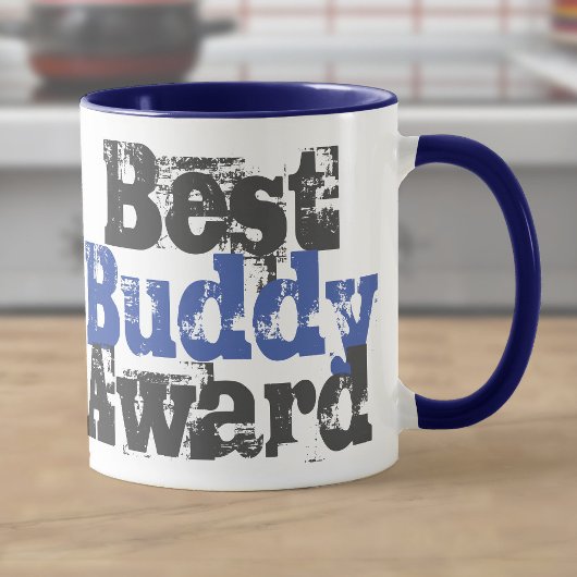 Prix du meilleur ami sur un mug bleu et gris