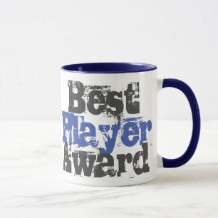 Prix du meilleur joueur dans un mug bleu et gris