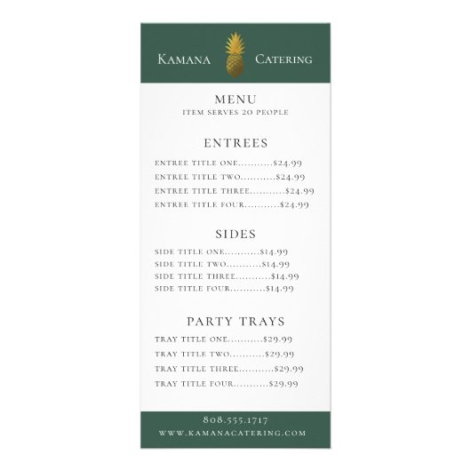 Prix du menu Ananas Or (Devant)