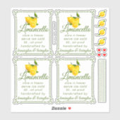 Prix Limoncello Transparent Pour 4 Étiquettes (Feuille)
