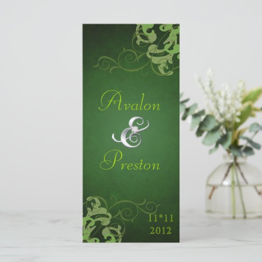 Prix Nobel Lime Scroll Programme de mariage vert (Debout devant)