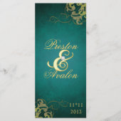 Prix Nobel Turquoise Scroll Gold Wedding Programme (Devant)