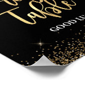Prize Table Sign Zwart & Goud Glitter Confetti Poster (Hoek)