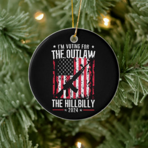 Pro 45 Ik stem op The Outlaw And The Hillbilly Keramisch Ornament