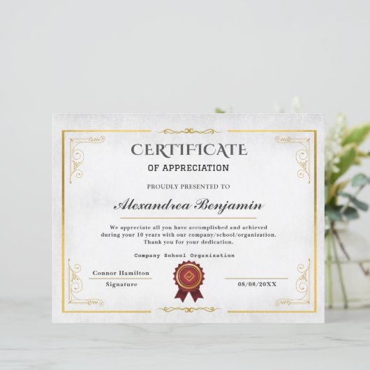 Pro Achievement Appreciate-certificaat (Staand voorkant)
