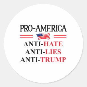 Pro Amerika Anti Trump Haat Leugens Weerstand Teke Ronde Sticker