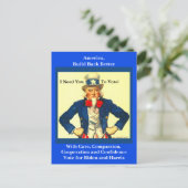 Pro Biden en Harris,  oom Sam, liberaal Briefkaart (Staand voorkant)