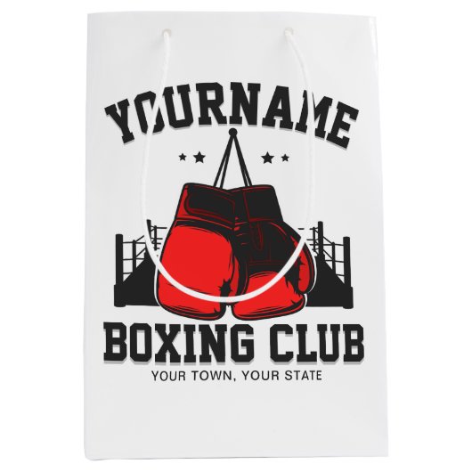 Pro Boxer ADD NAME Rode Handschoenen Boksen Ring T Medium Cadeauzakje (Voorkant)