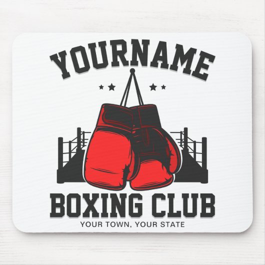 Pro Boxer ADD NAME Rode Handschoenen Boksen Ring T Muismat (Voorkant)