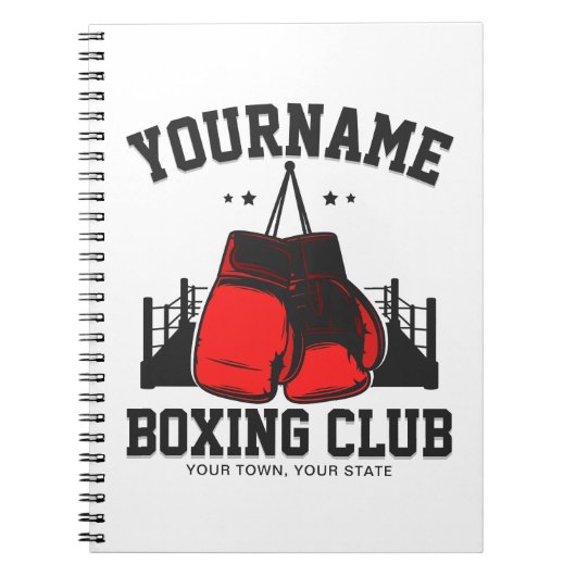 Pro Boxer ADD NAME Rode Handschoenen Boksen Ring T Notitieboek (Voorkant)
