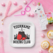 Pro Boxer ADD NAME Rode Handschoenen Boksen Ring T Papieren Bordje (Feest)