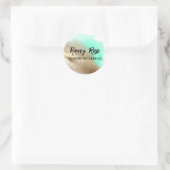 Pro-branding Gold- en Turquoise-kaarsenlabels Ronde Sticker (Tas)