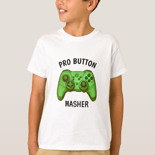 Pro Button Masher | Videogamecontroller Groen T-shirt (Voorkant)