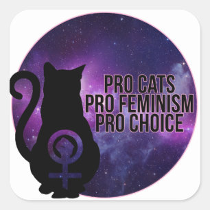 Pro Cats, Pro Feminism, Pro Choice. Vierkante Sticker