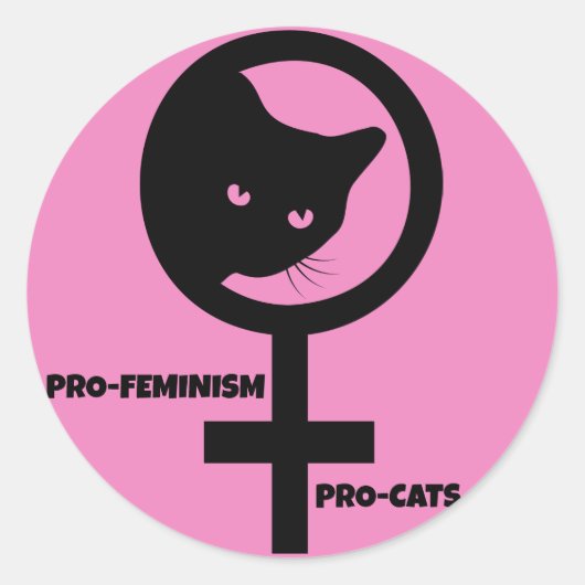 Pro Cats Pro Feminism Ronde Sticker (Voorkant)