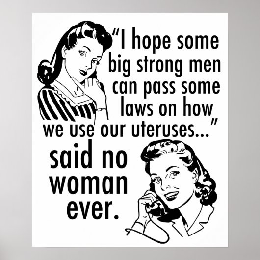 Pro Choice Feminist Humor Politieke Cartoon Retro Poster (Voorkant)
