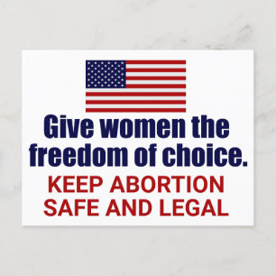 Pro Choice Keep Abortion Safe and Legal Political Briefkaart