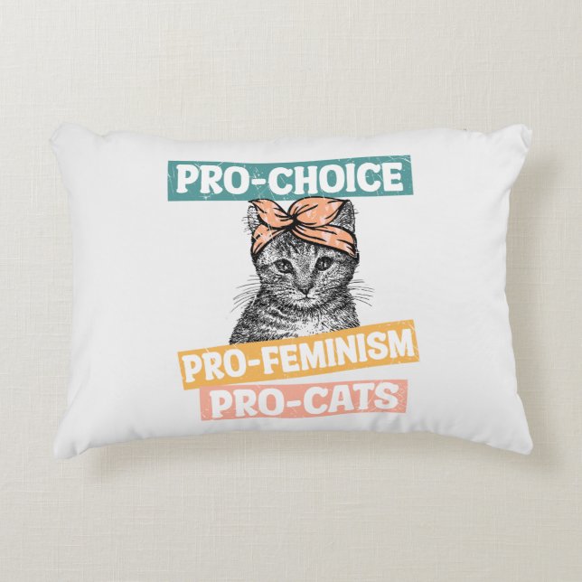 Pro-Choice, Pro-feminisme, Pro-Cat | Kat Lover Accent Kussen (Voorkant)