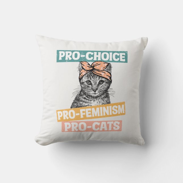 Pro-Choice, Pro-feminisme, Pro-Cat | Kat Lover Kussen (Voorkant)