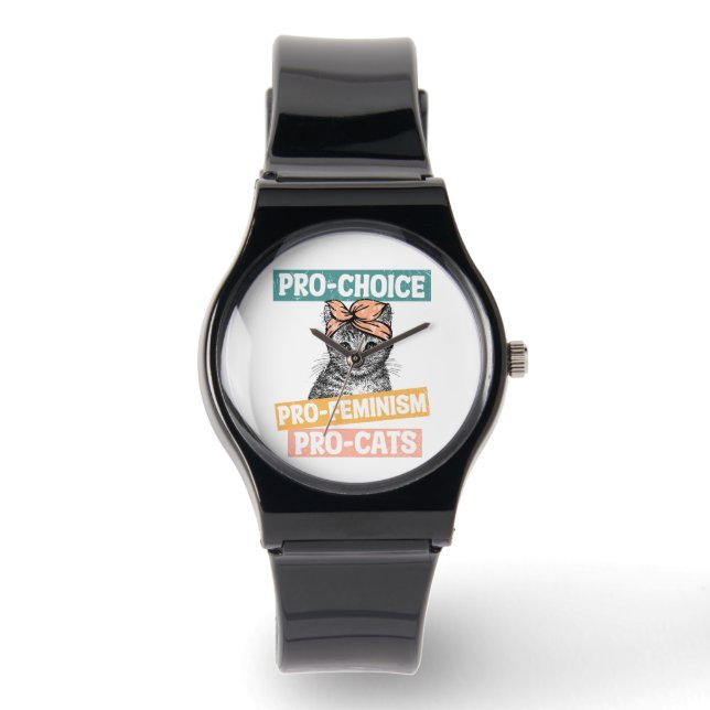Pro Choice Pro Feminisme Pro Cats Horloge (Voorkant)