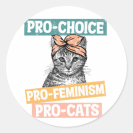 Pro Choice Pro Feminisme Pro Cats Ronde Sticker