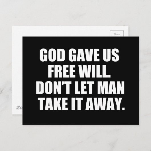 Pro Choice Vrije Wil Briefkaart (Voorkant / Achterkant)