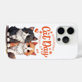 Pro Cute Cat Day iPhone 15 Coque - Célébrer avec style (Verso (horizontal))
