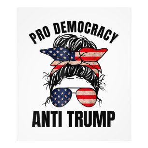 Pro Democracy - Anti Trump Messy Bun Amerikaanse v Foto Afdruk