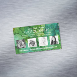 Pro-fotograaf met vier aangepaste voorbeeldfoto's visitekaartje magneet