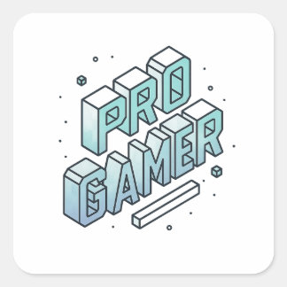 PRO GAMER — Isometrische 3D-blokletter Logo Vierkante Sticker