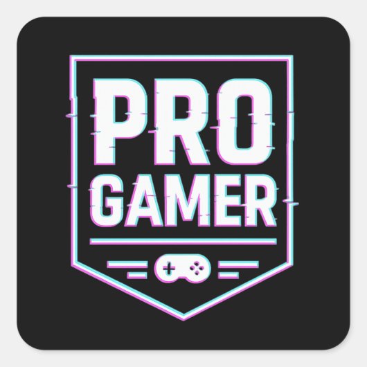 PRO GAMER — Neon Glitch Shield Vierkante Sticker (Voorkant)