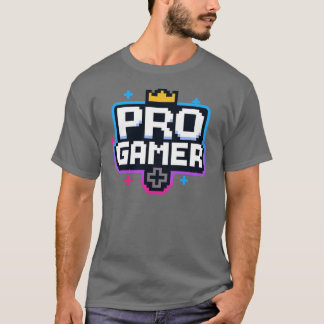 PRO GAMER — Pixel Art 8-bits badge T-shirt
