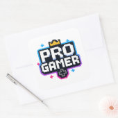 PRO GAMER — Pixel Art 8-bits badge Vierkante Sticker (Envelop)