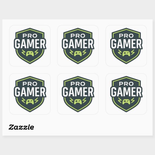 PRO GAMER Shield-badge Vierkante Sticker (Vel)