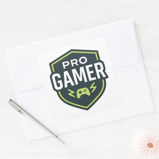 PRO GAMER Shield-badge Vierkante Sticker (Envelop)