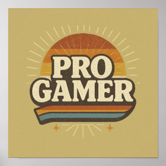 PRO GAMER — Sunset Badge Poster