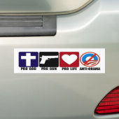 Pro God, Pistool, Leven, Bumperstickers tegen Obam (Op auto)