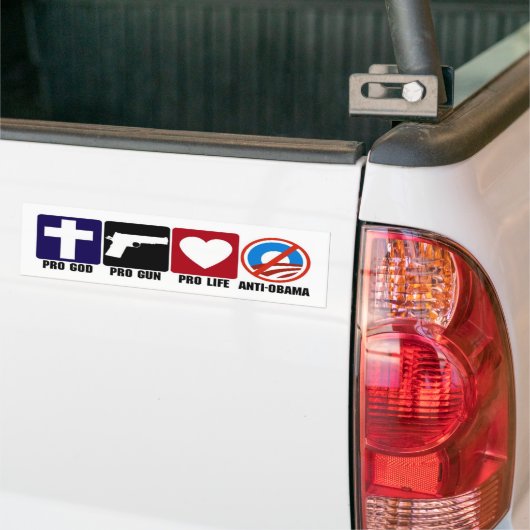 Pro God, Pistool, Leven, Bumperstickers tegen Obam (Op Truck)