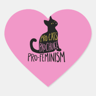 Pro-kat pro-keuze pro-feminisme hart sticker