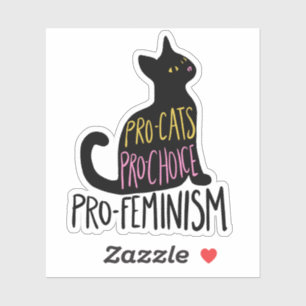 Pro-katten pro-keuze pro-feminisme zwarte kat sticker
